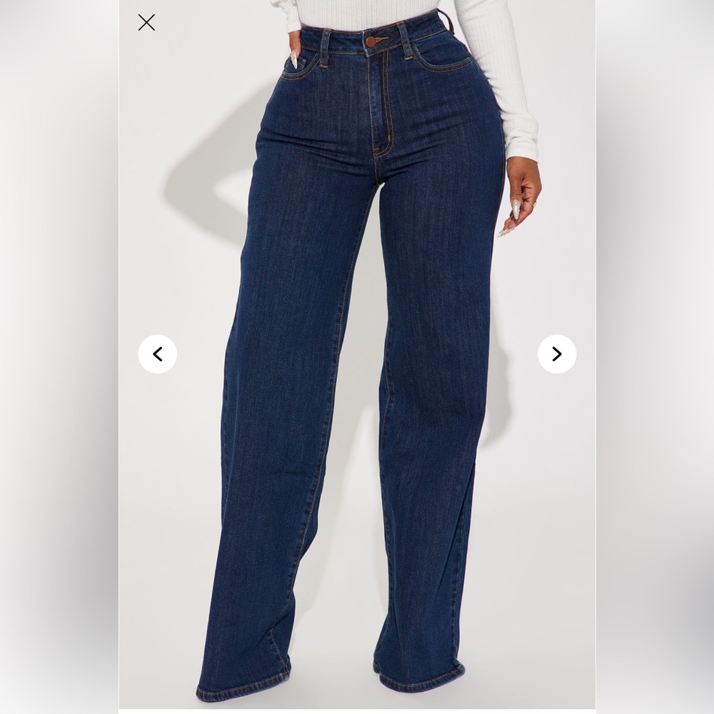 Fashion Nova Dark Blue High-Waist Flare Jeans